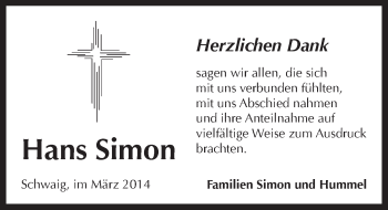 Traueranzeige von Hans Simon von Pegnitz-Zeitung